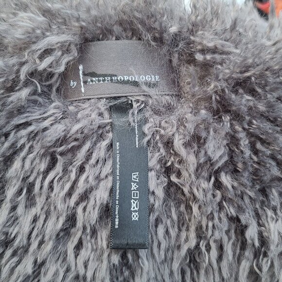 Anthropologie Faux Fur Scarf Blue Gray Colorblock Cozy Soft Boho 62" x 8" NWOT - Picture 2 of 6